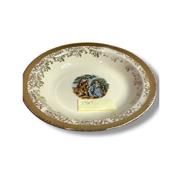 Vintage Taylor Smith Taylor TS&T Victorian Couple Rim Soup Bowl 7.75" 22K trim - Picture 10 of 10